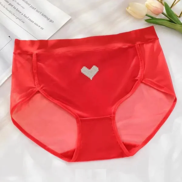 Sexy Mesh Hearts Panties for Women, Plus Size Briefs, Underpants for Weight 100kg