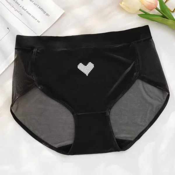 Sexy Mesh Hearts Panties for Women, Plus Size Briefs, Underpants for Weight 100kg - Image 2