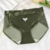Sexy Mesh Hearts Panties for Women, Plus Size Briefs, Underpants for Weight 100kg - Dark green